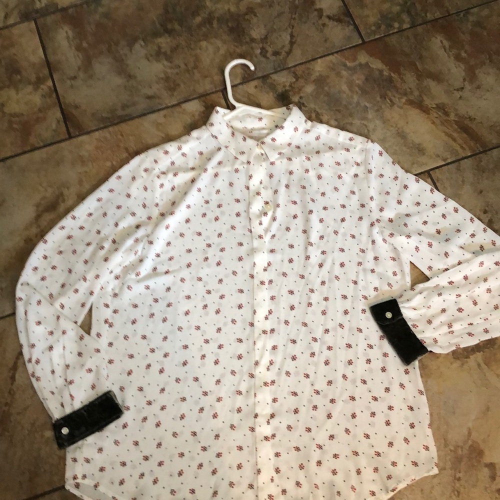 Loft button down velvet green cuff